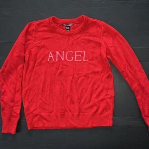 Pre-owned Victoria's Secret S KNIT SWEATER PULLOVER RED PINK ANGEL